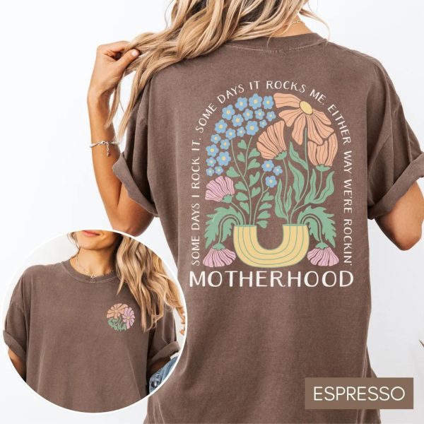 Motherhood Tee Boho Flower Mom Shirt Gift for Mom Mothers Day Gift Mom Life Tee Cool Mom Shirt Mom Vibes 2 1