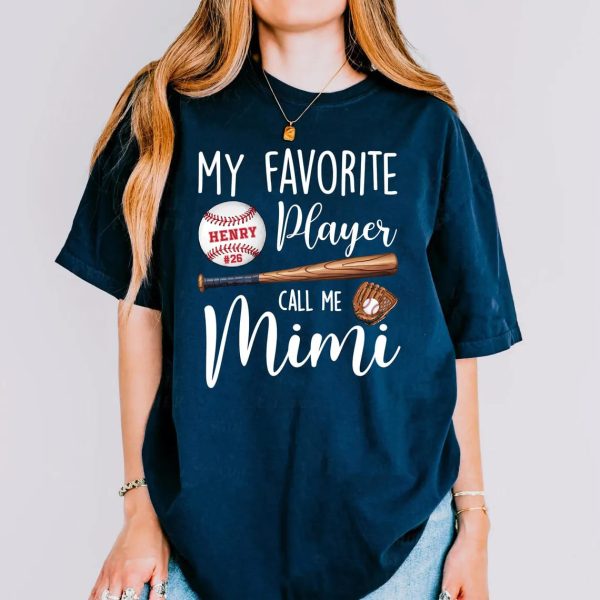 My Favorite Player Calls Me Grandma Shirt Personalized Baseball Grandma Shirt Baseball Mimi Shirt Baseball Lovers Mothers Day Gift 1 1