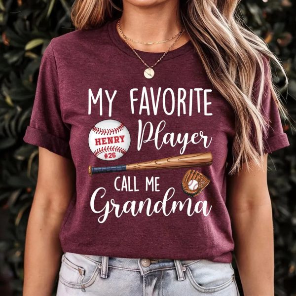 My Favorite Player Calls Me Grandma Shirt Personalized Baseball Grandma Shirt Baseball Mimi Shirt Baseball Lovers Mothers Day Gift 2 1