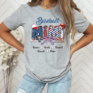 Personalized Baseball Shirt Custom Mama Mom Baseball With Kid Names Shirt Baseball Shirt Baseball Family Shirt Gift for Mimi Gigi 2 1