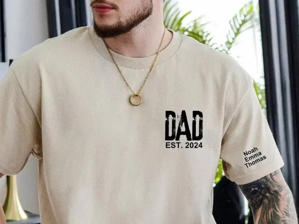 Personalized Dad Shirt With Kids Names Arm 2