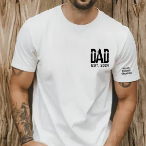 Personalized Dad Shirt With Kids Names Arm 3