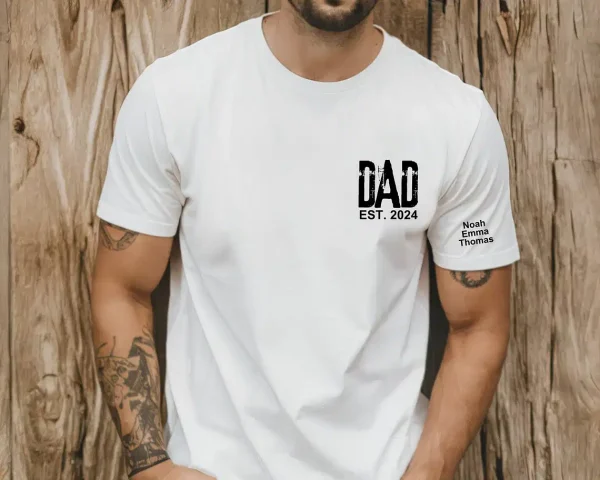 Personalized Dad Shirt With Kids Names Arm 3