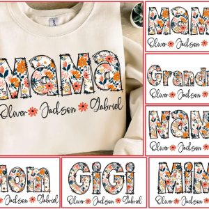 Custom Floral Mama Sweatshirt – Mother's Day Gift for Gigi, Mimi, Granny, and Grandma