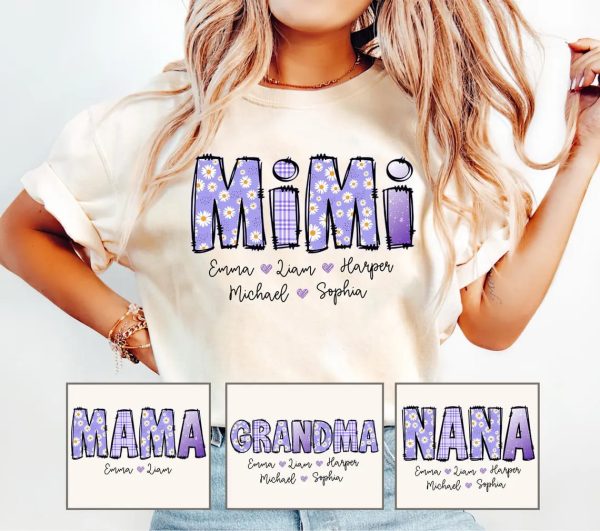 Personalized Floral Mimi Shirt Grandma Shirt with Grandkids Names Mothers Day Shirt Gigi Gifts Custom Kids Names Grandma Shirt Gift 1 1
