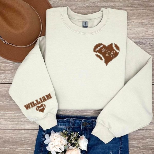 Personalized Football Embroidered Sweatshirt Custom Football Sweatshirt Football Player Sweatshirts 1 1