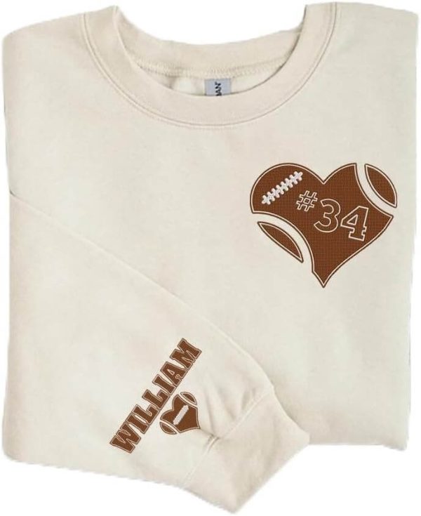 Personalized Football Embroidered Sweatshirt Custom Football Sweatshirt Football Player Sweatshirts 2 1