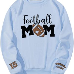 Personalized Football Mom Sweatshirt, Football Mama, Custom Name and Number On Sleeve