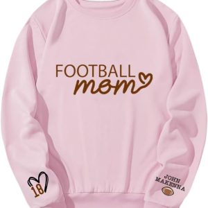 Personalized Football Mom Sweatshirt Football Mama Hoodie Custom Name and Number On Sleeve Football Shirt4 2