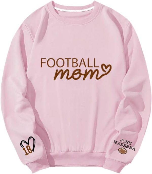 Personalized Football Mom Sweatshirt Football Mama Hoodie Custom Name and Number On Sleeve Football Shirt4 2