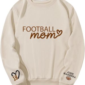 Personalized Football Mom Sweatshirt, Football Mama, Custom Name and Number On Sleeve