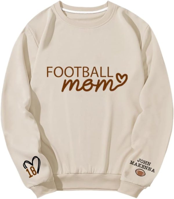 Personalized Football Mom Sweatshirt Football Mama Hoodie Custom Name and Number On Sleeve Football Shirt4 3