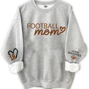 Personalized Football Mom Sweatshirt Football Mama Hoodie Custom Name and Number On Sleeve Football Shirt4 4