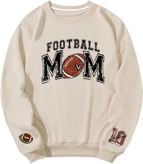 Personalized Football Mom Sweatshirt Football Mama Hoodie Custom Name and Number On Sleeve Football Shirt6 4
