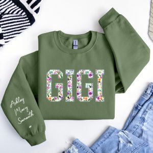 Personalized Gigi Sweatshirt with Names on Sleeve Custom Gigi Sweater Gif for Nana Gift for Grandma Grandmother Hoodie Mommy Gift 1