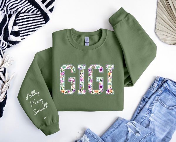 Personalized Gigi Sweatshirt with Names on Sleeve Custom Gigi Sweater Gif for Nana Gift for Grandma Grandmother Hoodie Mommy Gift 1