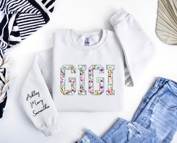 Personalized Gigi Sweatshirt with Names on Sleeve Custom Gigi Sweater Gif for Nana Gift for Grandma Grandmother Hoodie Mommy Gift 2