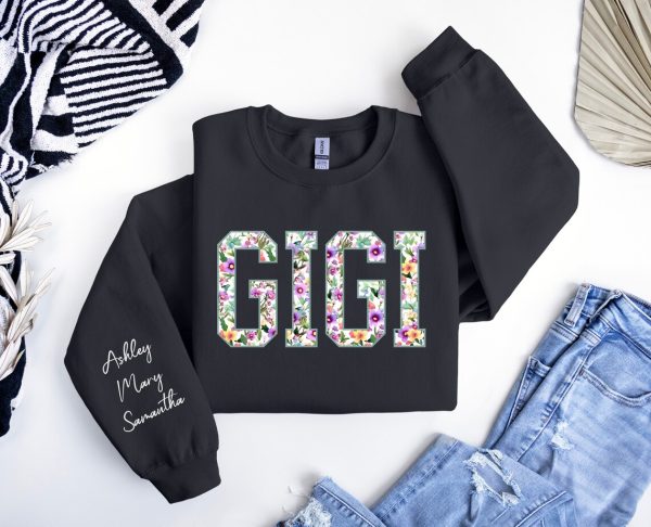Personalized Gigi Sweatshirt with Names on Sleeve Custom Gigi Sweater Gif for Nana Gift for Grandma Grandmother Hoodie Mommy Gift 3
