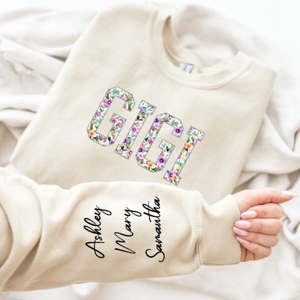 Personalized Gigi Sweatshirt with Names on Sleeve Custom Gigi Sweater Gif for Nana Gift for Grandma Grandmother Hoodie Mommy Gift 4