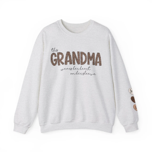 Personalized Grandma Sweatshirt With Kids Names Grandma Crewneck I Wear My Heart On My Sleeve Grammy Sweater Gift from Grand Kids 1