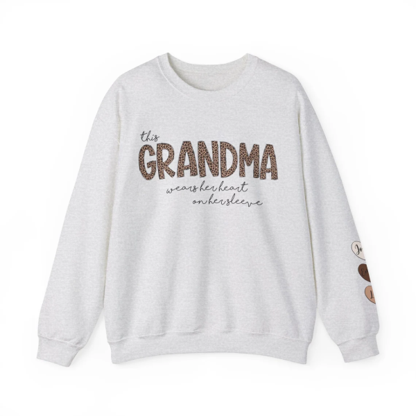 Personalized Grandma Sweatshirt With Kids Names Grandma Crewneck I Wear My Heart On My Sleeve Grammy Sweater Gift from Grand Kids 1