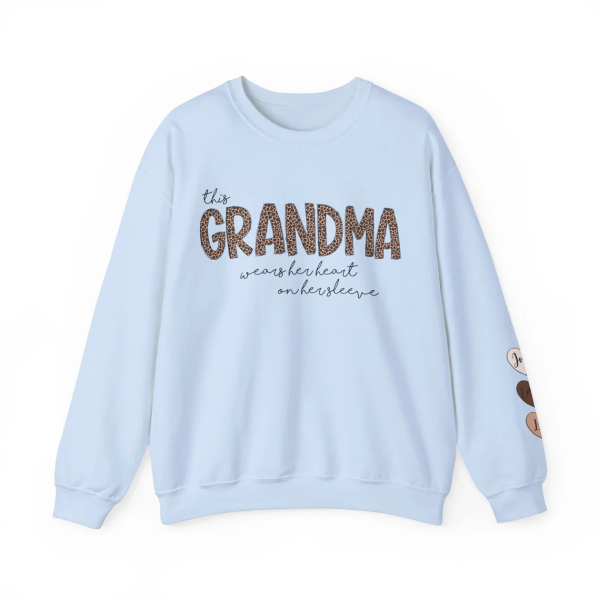 Personalized Grandma Sweatshirt With Kids Names Grandma Crewneck I Wear My Heart On My Sleeve Grammy Sweater Gift from Grand Kids 3