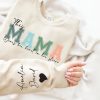 Personalized This Mama Wears Her Heart On Her Sleeve Hoodie Personalized Mom Sweatshirt With Kids Names Cute Momma Mothers Day Gifts 2