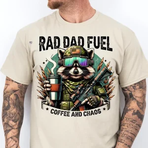 Rad Dad Fuel T-Shirt, Hunting Raccoon, Camouflage Dad, Grunge Camo Dad Design, Funny Dad, Outdoor Dad