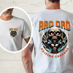 Rad Dad Raising legends Graphic T-Shirt, Dad Skull, First Fathers Day Present, Papa Of Boys, Husband Gift, Dad Gift, Vintage T-Shirt