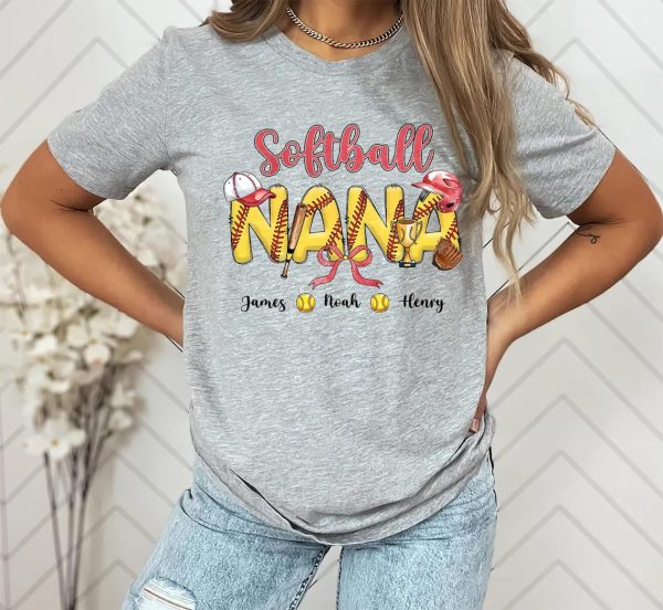 Softball Grandma Shirt Custom Leopard Softball Shirt Grandma Shirt Softball Mom Shirt for Nana from Kid Custom Name Mothers Day Gift 2 1