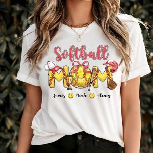 Softball Grandma Shirt Custom Leopard Softball Shirt Grandma Shirt Softball Mom Shirt for Nana from Kid Custom Name Mothers Day Gift 3 1