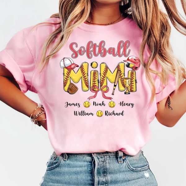 Softball Grandma Shirt Custom Leopard Softball Shirt Grandma Shirt Softball Mom Shirt for Nana from Kid Custom Name Mothers Day Gift 4 1