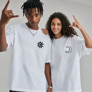 Couple Matching T-Shirt With Romantic Sun and Moon Print Design, The Best Family Matching Gift