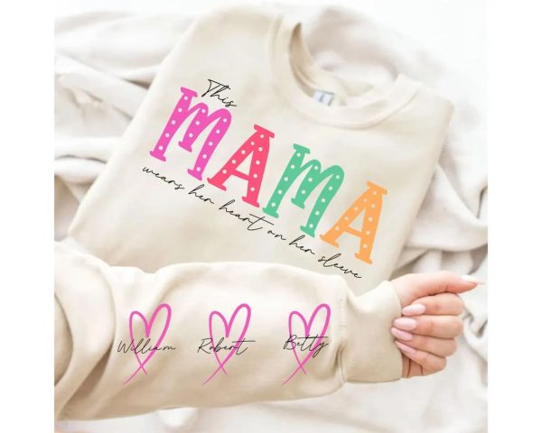 This MamaGrandmaNana Wears Her Heart On Her Sleeve Png Svg Mama Bundle Kids Names Mothers Day Gift Svg Gift For Her Digital Download 5 1