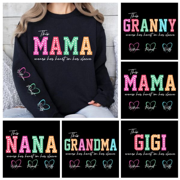 This MamaGrandmaNana Wears Her Heart on Her Sleeve Png Mama Bundle Custom Kids Names Mothers Day Gift Svg Gift for Her Digital File 2 1