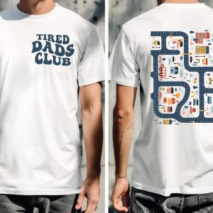 Tired Dads Club T-Shirt, Cute Tired Dads Club, Play Cars On Dad's Back, Mat Road Car Race Track Shirt, Father's Day Gift