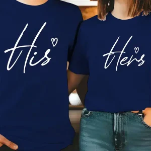 Unisex CoupleS His Hers Print T Shirt 1