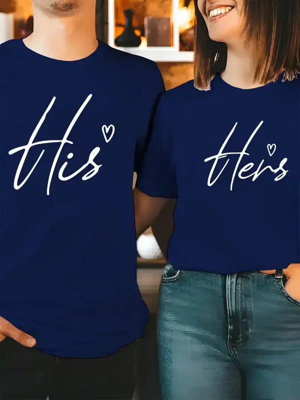 Unisex CoupleS His Hers Print T Shirt 1
