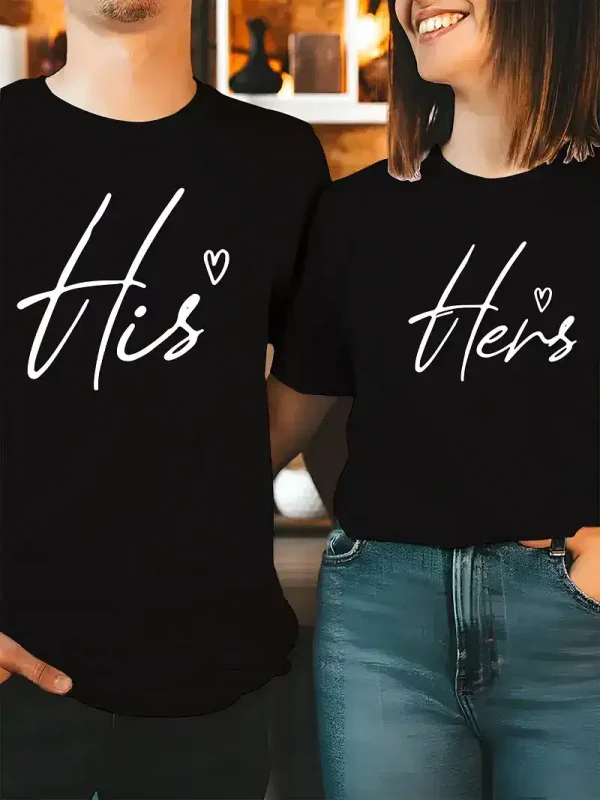 Unisex CoupleS His Hers Print T Shirt 2