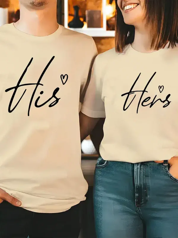 Unisex CoupleS His Hers Print T Shirt 3