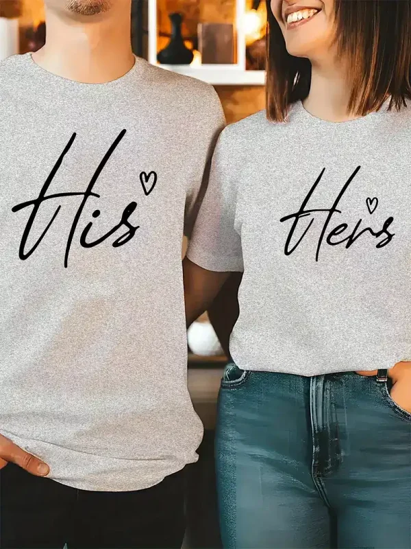 Unisex CoupleS His Hers Print T Shirt 4