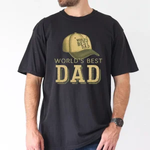 World's Best Dad With Hat Design T-Shirt, The Best Father's Day Gift