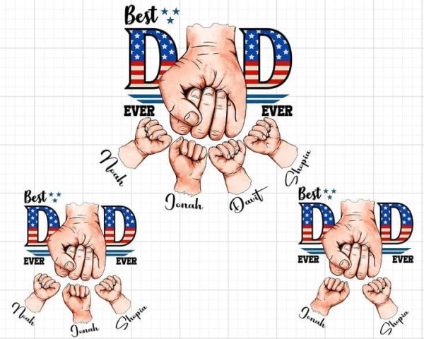 best dad ever ever custom kids names usa flag shirt 1 1