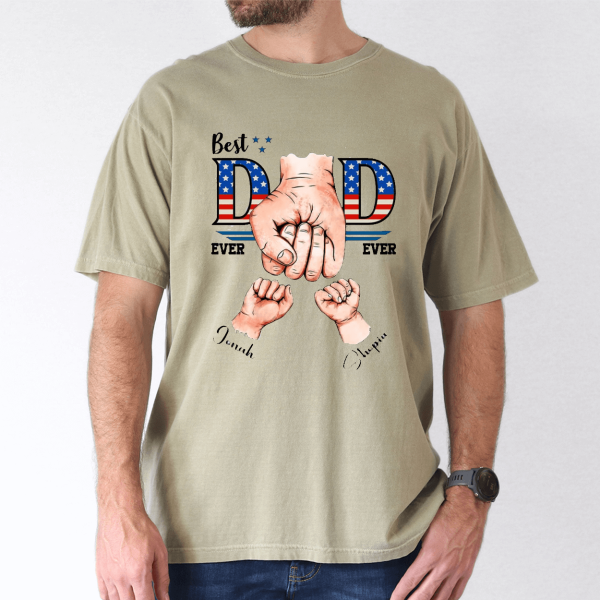 best dad ever ever custom kids names usa flag shirt 2 1