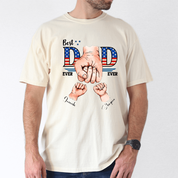 best dad ever ever custom kids names usa flag shirt 3 1