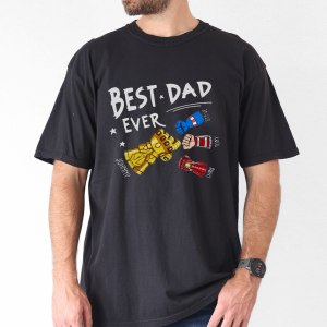 Best Dad Ever Superhero Shirt, Personalized Kids Names Gift T-Shirt - The Best Father's Day Gift