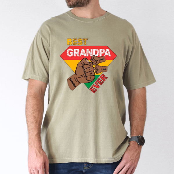 custom grandpa gift black grandpa with fist bump and grandkids names 1 1