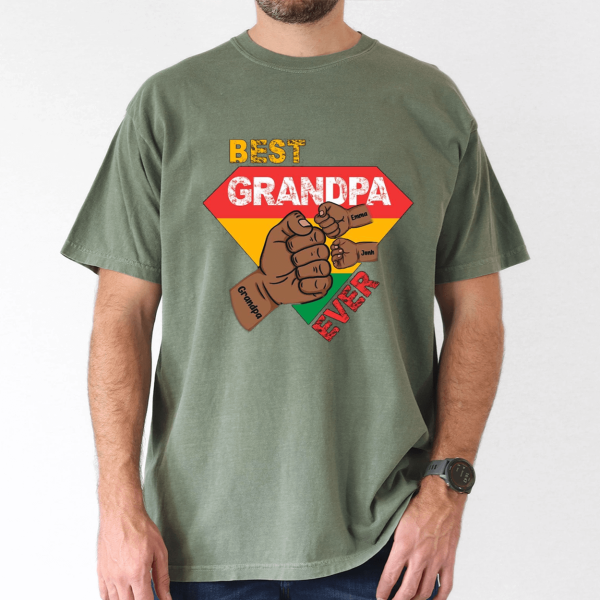 custom grandpa gift black grandpa with fist bump and grandkids names 3 1