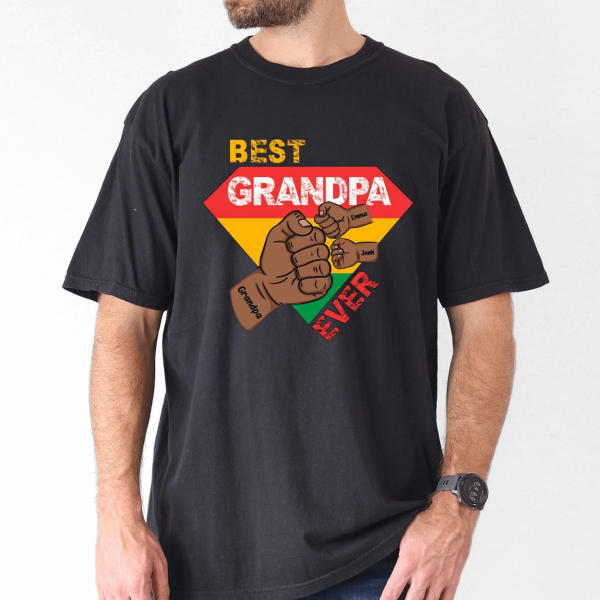 custom grandpa gift black grandpa with fist bump and grandkids names 4 1