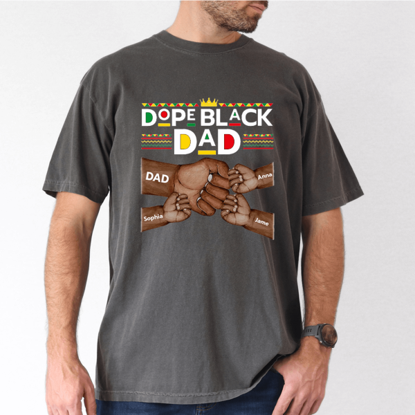 dope black dad shirt personalized kids names fathers day gift 2 1